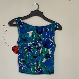 Tela Blue, Green and white cut out back shirt sz M